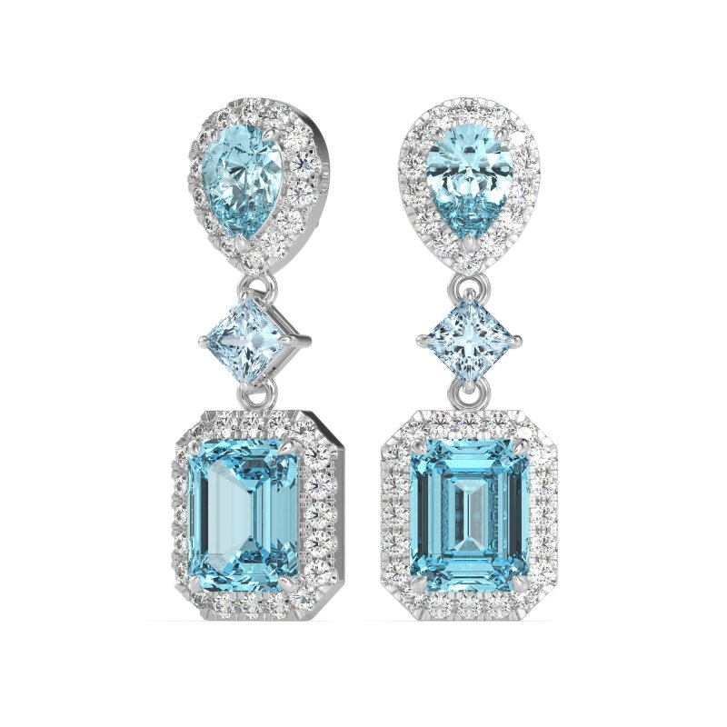 Multi Shape Halo Antique Dangle Earrings