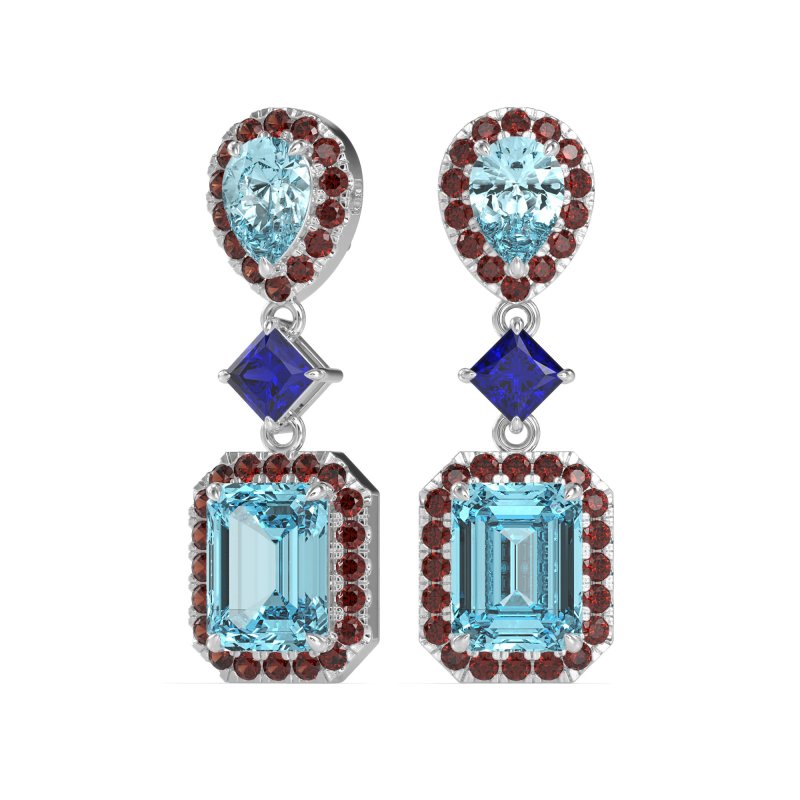 Multi Shape Halo Antique Dangle Earrings