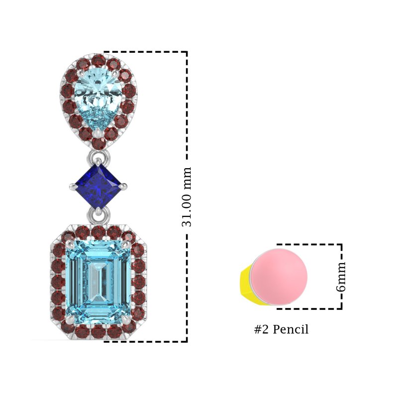 Multi Shape Halo Antique Dangle Earrings