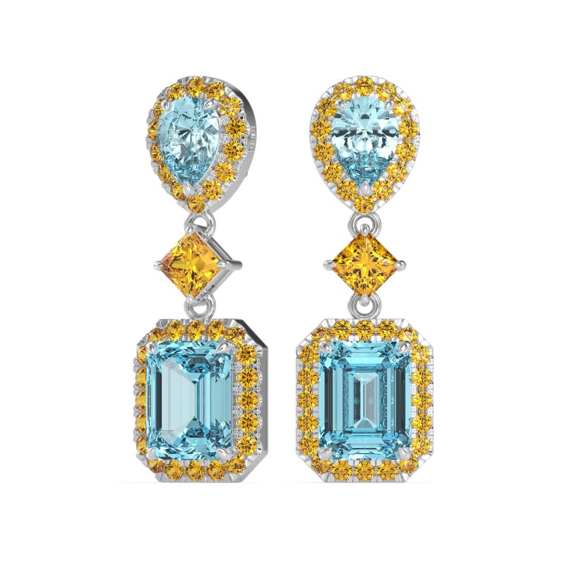 Multi Shape Halo Antique Dangle Earrings