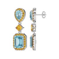 Multi Shape Halo Antique Dangle Earrings