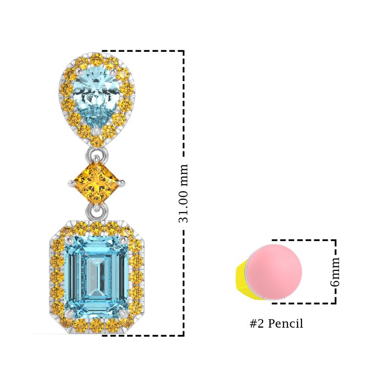 Multi Shape Halo Antique Dangle Earrings