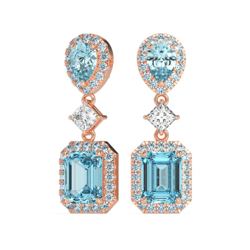 Multi Shape Halo Antique Dangle Earrings