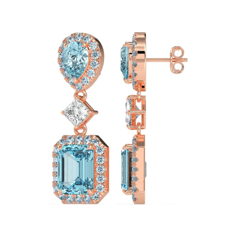 Multi Shape Halo Antique Dangle Earrings