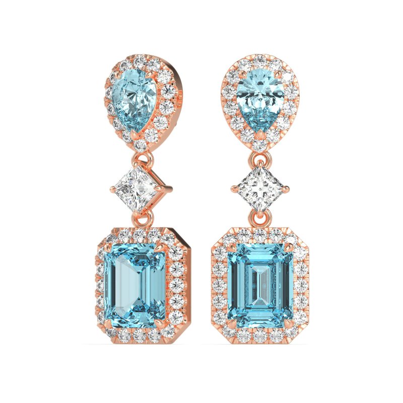 Multi Shape Halo Antique Dangle Earrings