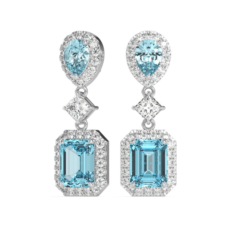 Multi Shape Halo Antique Dangle Earrings