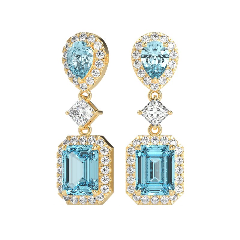 Multi Shape Halo Antique Dangle Earrings
