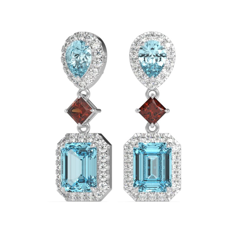 Multi Shape Halo Antique Dangle Earrings