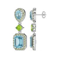 Multi Shape Halo Antique Dangle Earrings