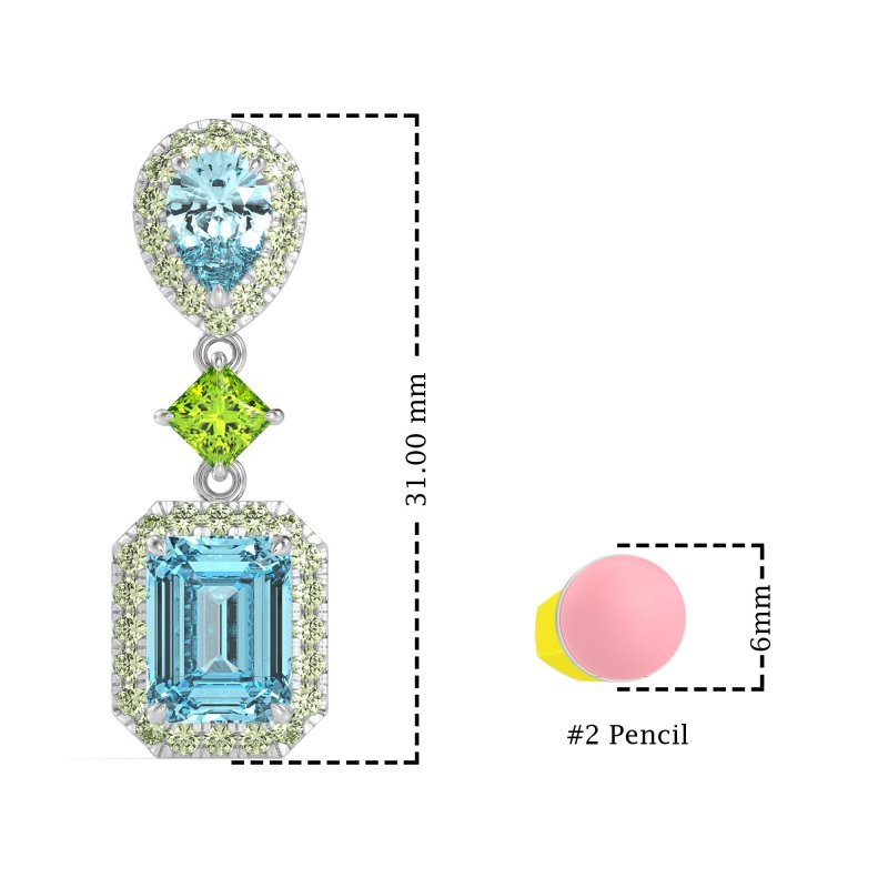 Multi Shape Halo Antique Dangle Earrings