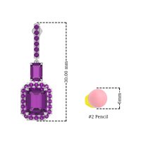 Emerald Cut Halo Dangle Earrings