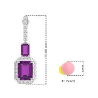 Emerald Cut Halo Dangle Earrings