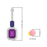 Emerald Cut Halo Dangle Earrings