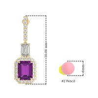 Emerald Cut Halo Dangle Earrings