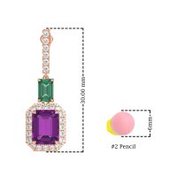 Emerald Cut Halo Dangle Earrings