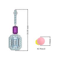 Emerald Cut Halo Dangle Earrings