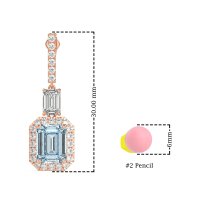 Emerald Cut Halo Dangle Earrings