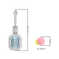 Emerald Cut Halo Dangle Earrings
