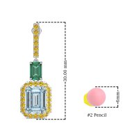 Emerald Cut Halo Dangle Earrings
