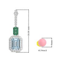 Emerald Cut Halo Dangle Earrings