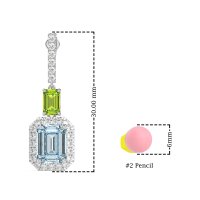 Emerald Cut Halo Dangle Earrings