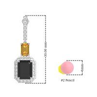 Emerald Cut Halo Dangle Earrings