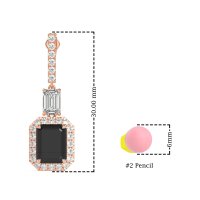 Emerald Cut Halo Dangle Earrings