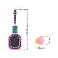 Emerald Cut Halo Dangle Earrings