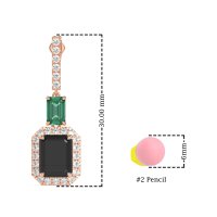 Emerald Cut Halo Dangle Earrings