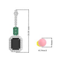 Emerald Cut Halo Dangle Earrings