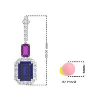 Emerald Cut Halo Dangle Earrings
