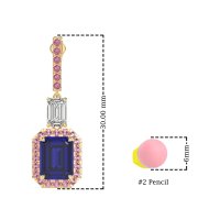 Emerald Cut Halo Dangle Earrings