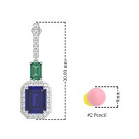 Emerald Cut Halo Dangle Earrings