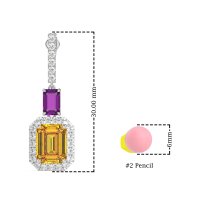 Emerald Cut Halo Dangle Earrings