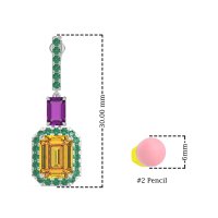 Emerald Cut Halo Dangle Earrings