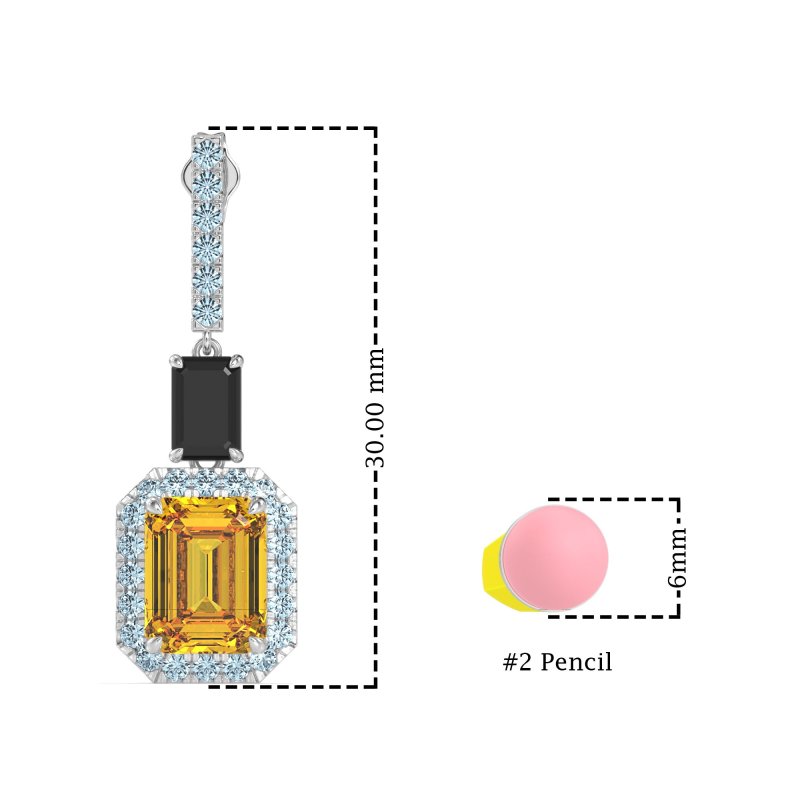 Emerald Cut Halo Dangle Earrings