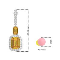 Emerald Cut Halo Dangle Earrings