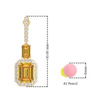 Emerald Cut Halo Dangle Earrings