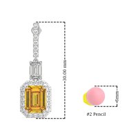 Emerald Cut Halo Dangle Earrings