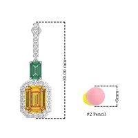 Emerald Cut Halo Dangle Earrings