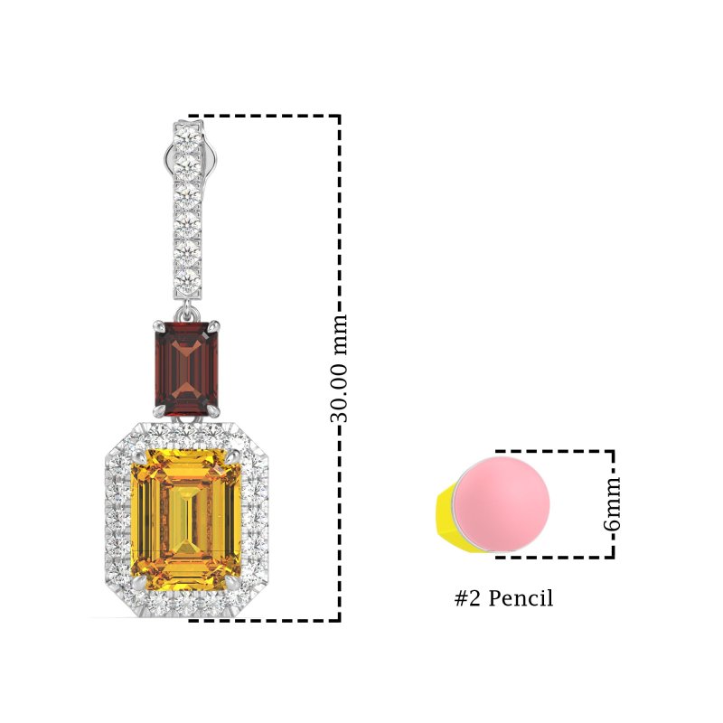 Emerald Cut Halo Dangle Earrings