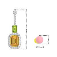 Emerald Cut Halo Dangle Earrings