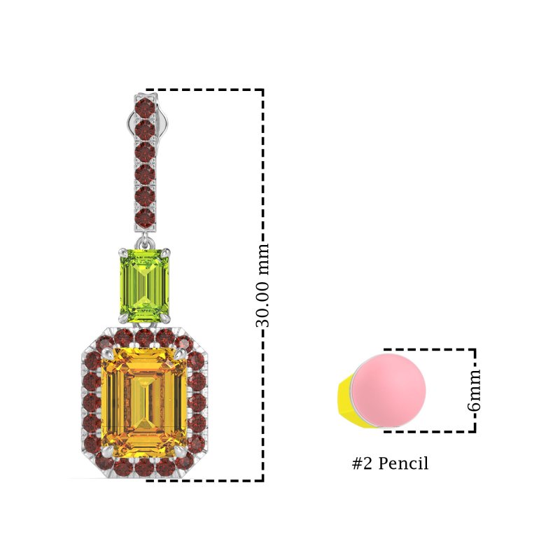 Emerald Cut Halo Dangle Earrings
