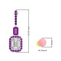 Emerald Cut Halo Dangle Earrings