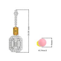 Emerald Cut Halo Dangle Earrings