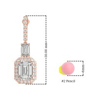 Emerald Cut Halo Dangle Earrings