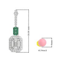 Emerald Cut Halo Dangle Earrings