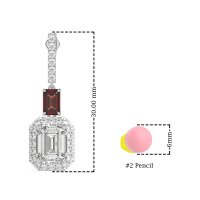 Emerald Cut Halo Dangle Earrings