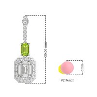 Emerald Cut Halo Dangle Earrings