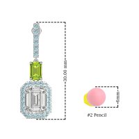 Emerald Cut Halo Dangle Earrings